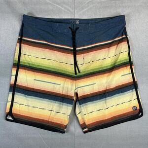 Outerknown Board Shorts Men's 38 Multicolor Striped Swim Trunks 8"